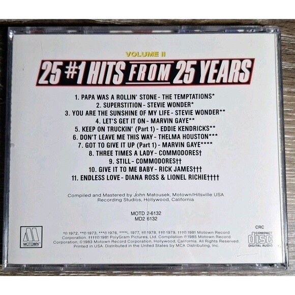 Motown CD's- 25 #1 Hits From 25 Years Vol 1 & 2- 2 CD Set Various Artists- - Picture 7 of 8